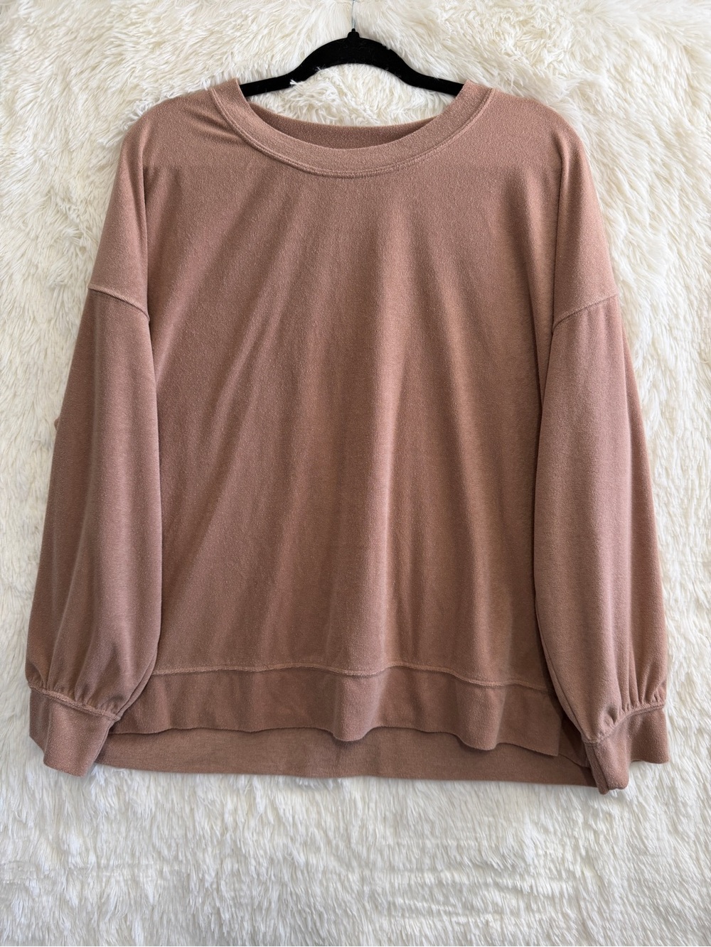 H&M Womens Cozy Minimalist Crewneck Sweater Size L Tan French Terry Clean Girl